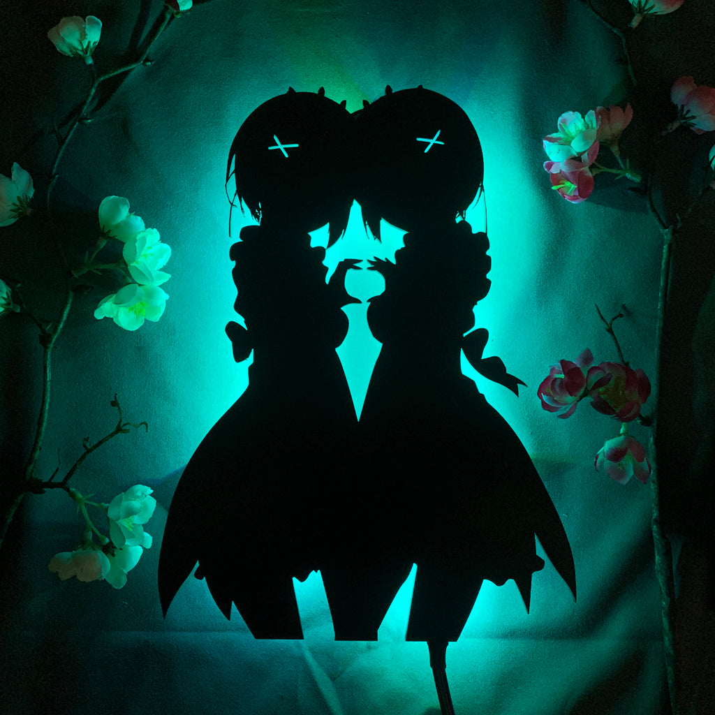 Re:Zero Ram and Rem anime silhouette light