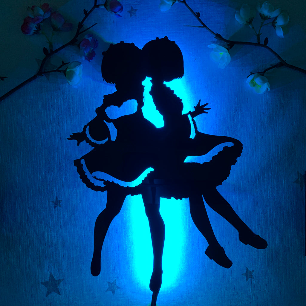 Re:Zero Ram and Rem anime silhouette light