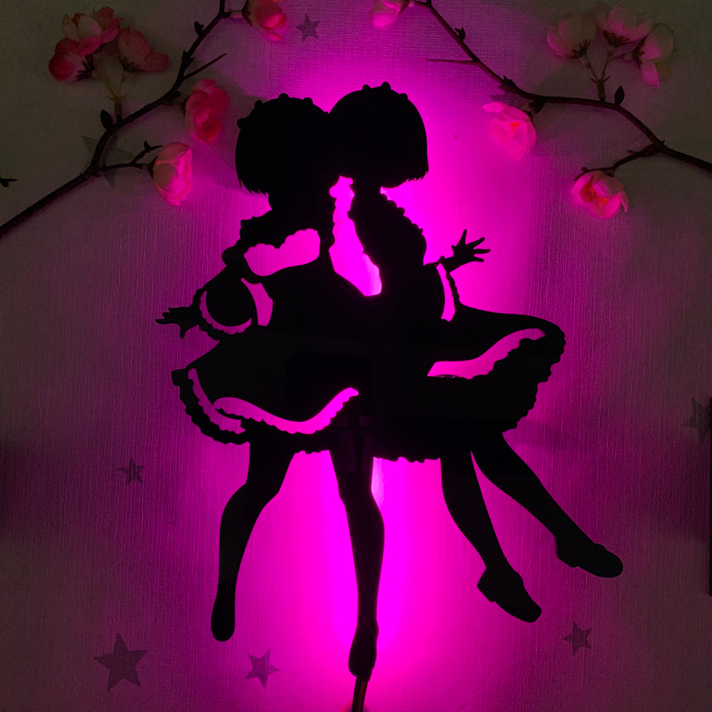 Re:Zero Ram and Rem anime silhouette light