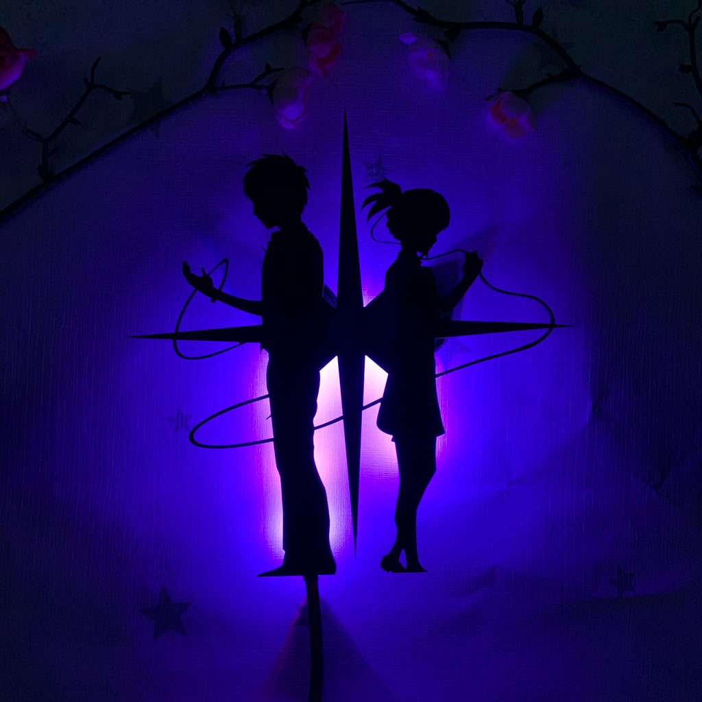 Your Name Kimi no Na wa Taki Tachibana and Mitsuha Miyamizu anime silhouette light