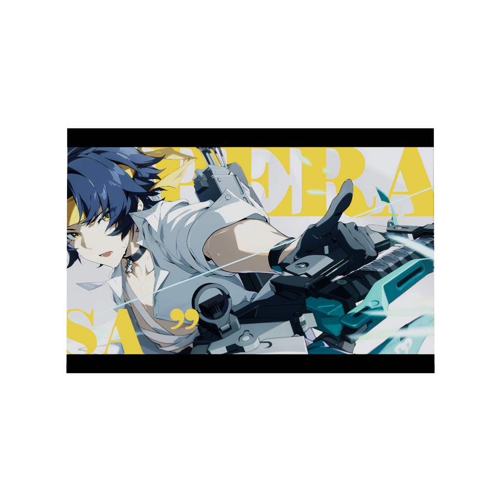 Hoyoverse Zenless Zone Zero ZZZ gaming acrylic poster by Arcadia North. Harumasa M6 Mindscape Cinema artwork. Acrylic wall art printed on acrylic.