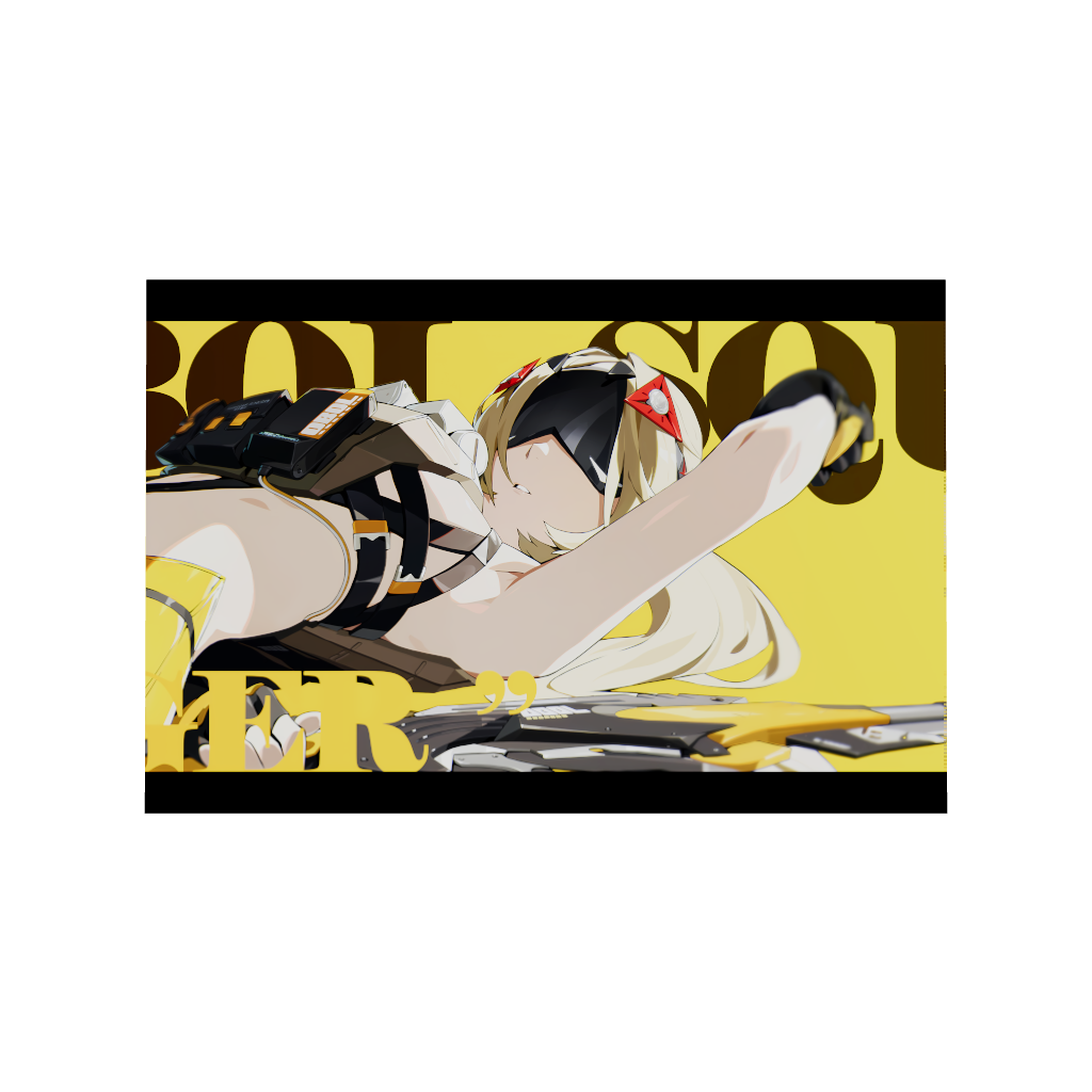 Hoyoverse Zenless Zone Zero ZZZ gaming acrylic poster by Arcadia North. Trigger M6 Mindscape Cinema artwork. Acrylic wall art printed on acrylic.