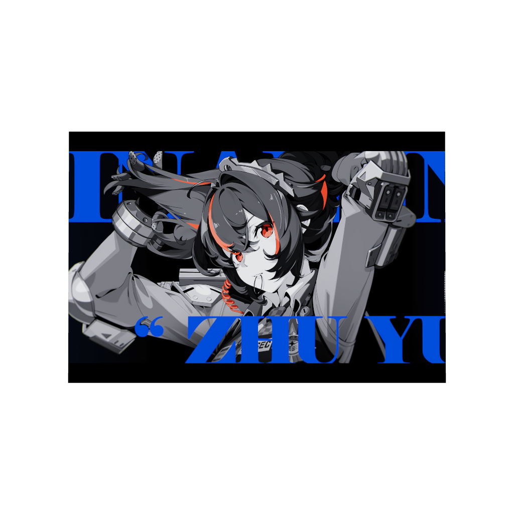 Hoyoverse Zenless Zone Zero ZZZ gaming acrylic poster by Arcadia North. Zhu Yuan M3 Mindscape Cinema artwork. Acrylic wall art printed on acrylic.