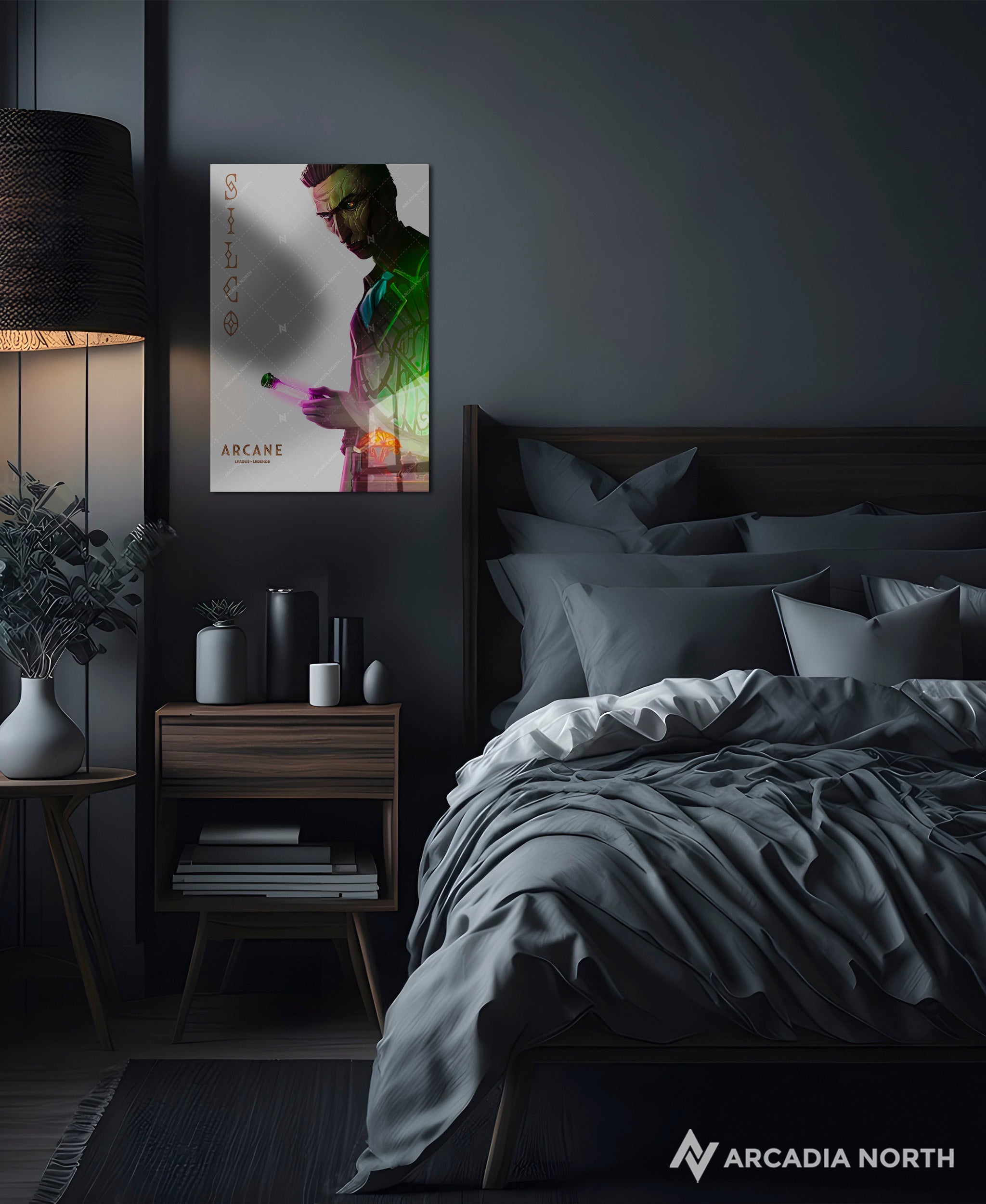 Arcane League of Legends gaming acrylic poster by Arcadia North. Silco promotional poster. Acrylic wall art printed on acrylic.