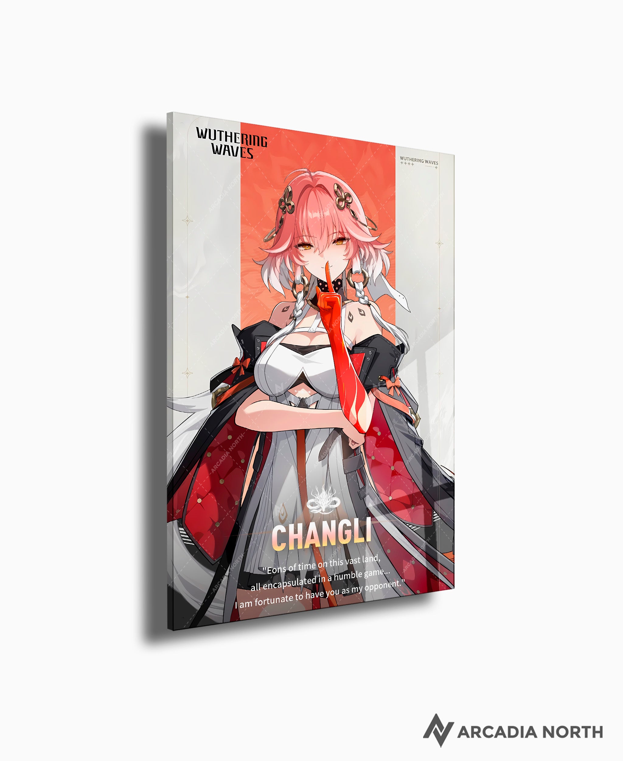 Wuthering Waves WuWa gaming acrylic poster by Arcadia North. Changli Character Card. Acrylic wall art printed on acrylic.