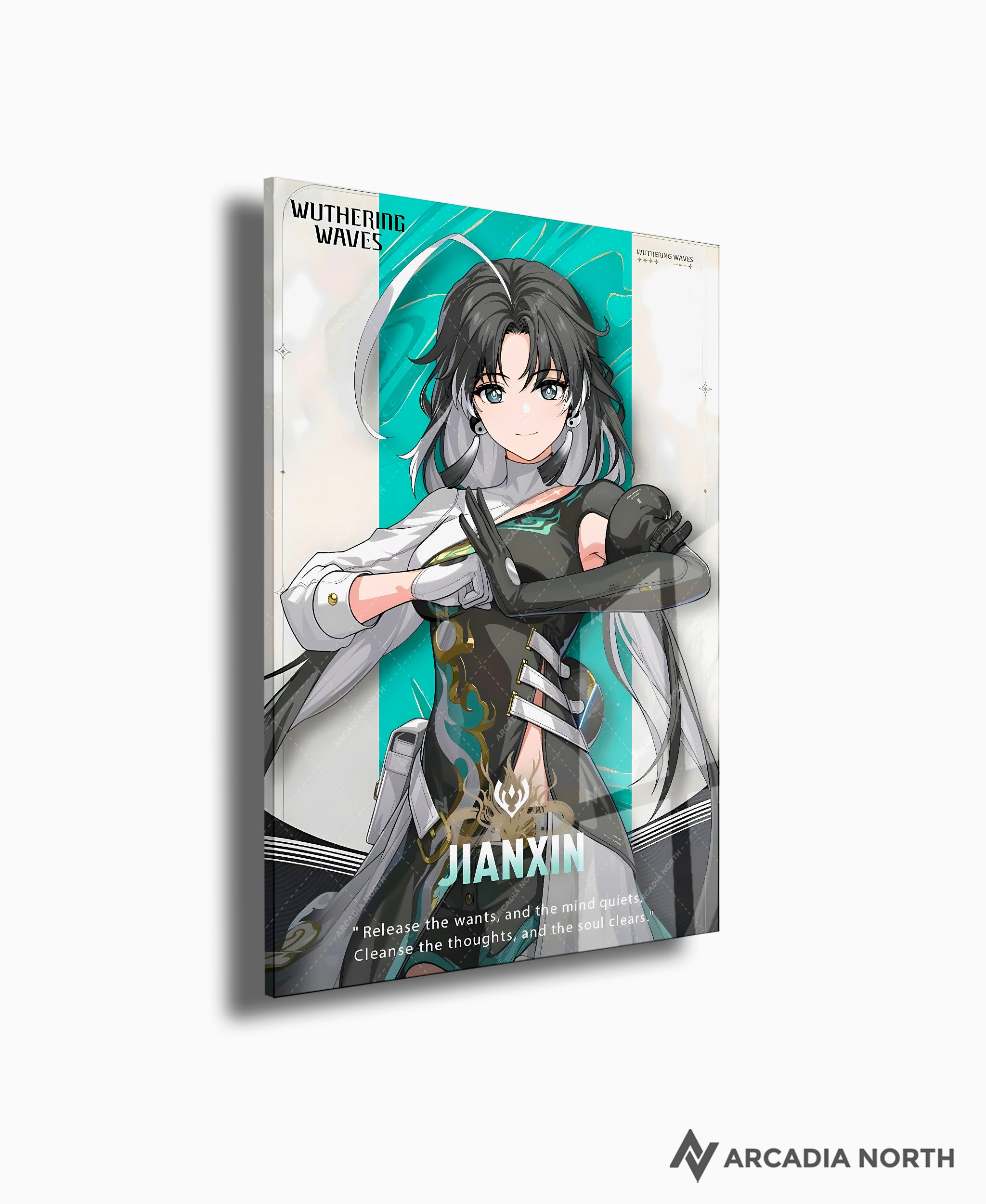 Wuthering Waves WuWa gaming acrylic poster by Arcadia North. Jianxin Character Card. Acrylic wall art printed on acrylic.