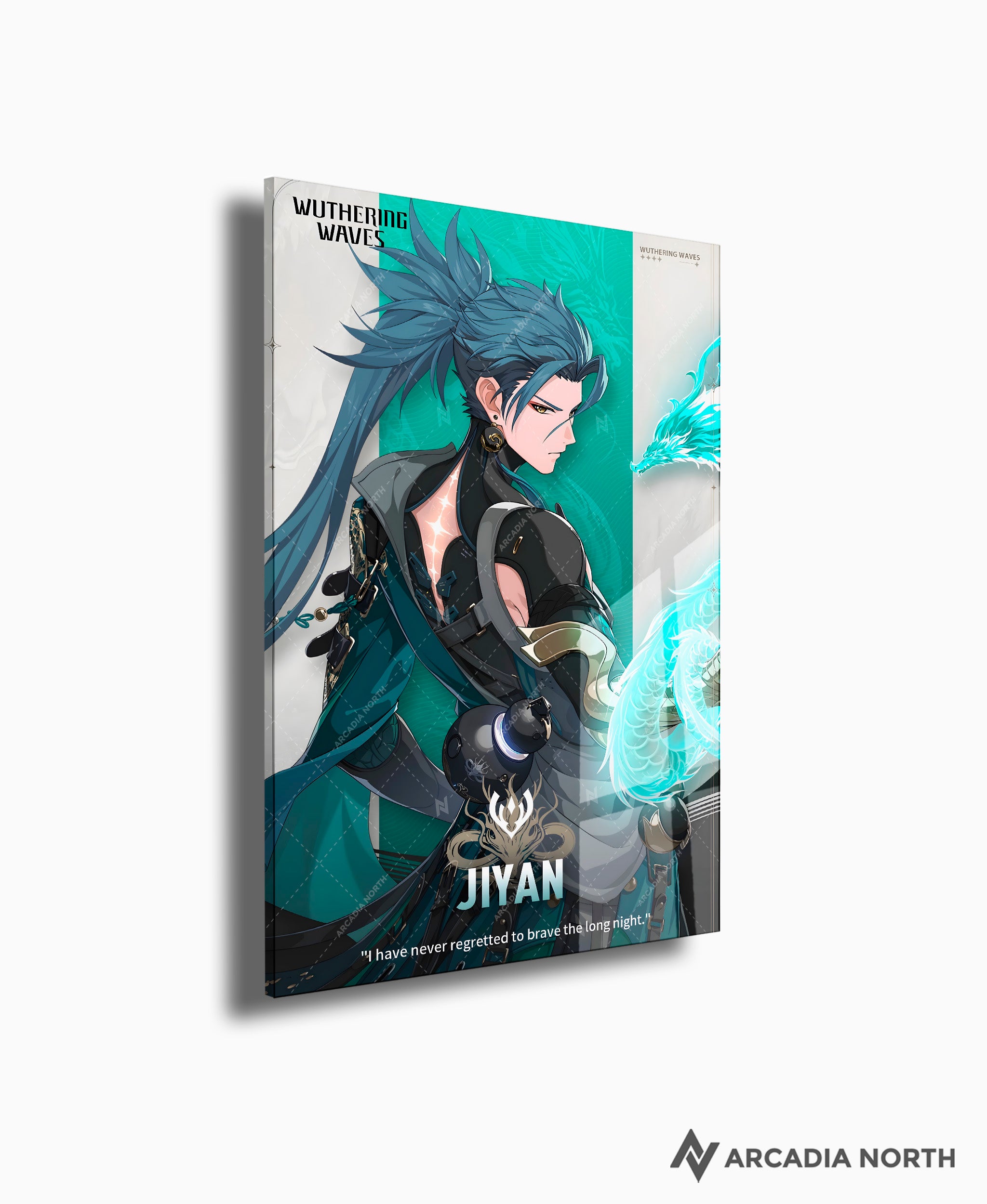 Wuthering Waves WuWa gaming acrylic poster by Arcadia North. Jiyan Character Card. Acrylic wall art printed on acrylic.