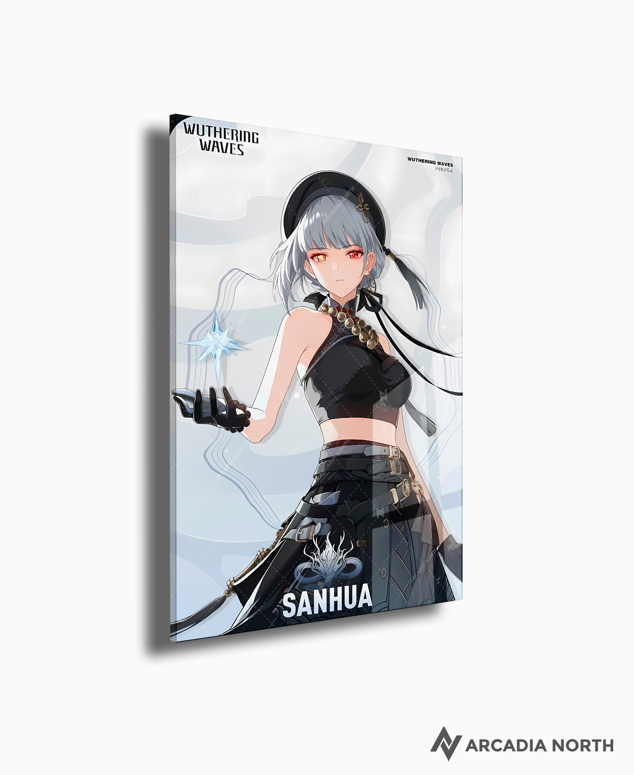 Wuthering Waves WuWa gaming acrylic poster by Arcadia North. Sanhua Character Card. Acrylic wall art printed on acrylic.