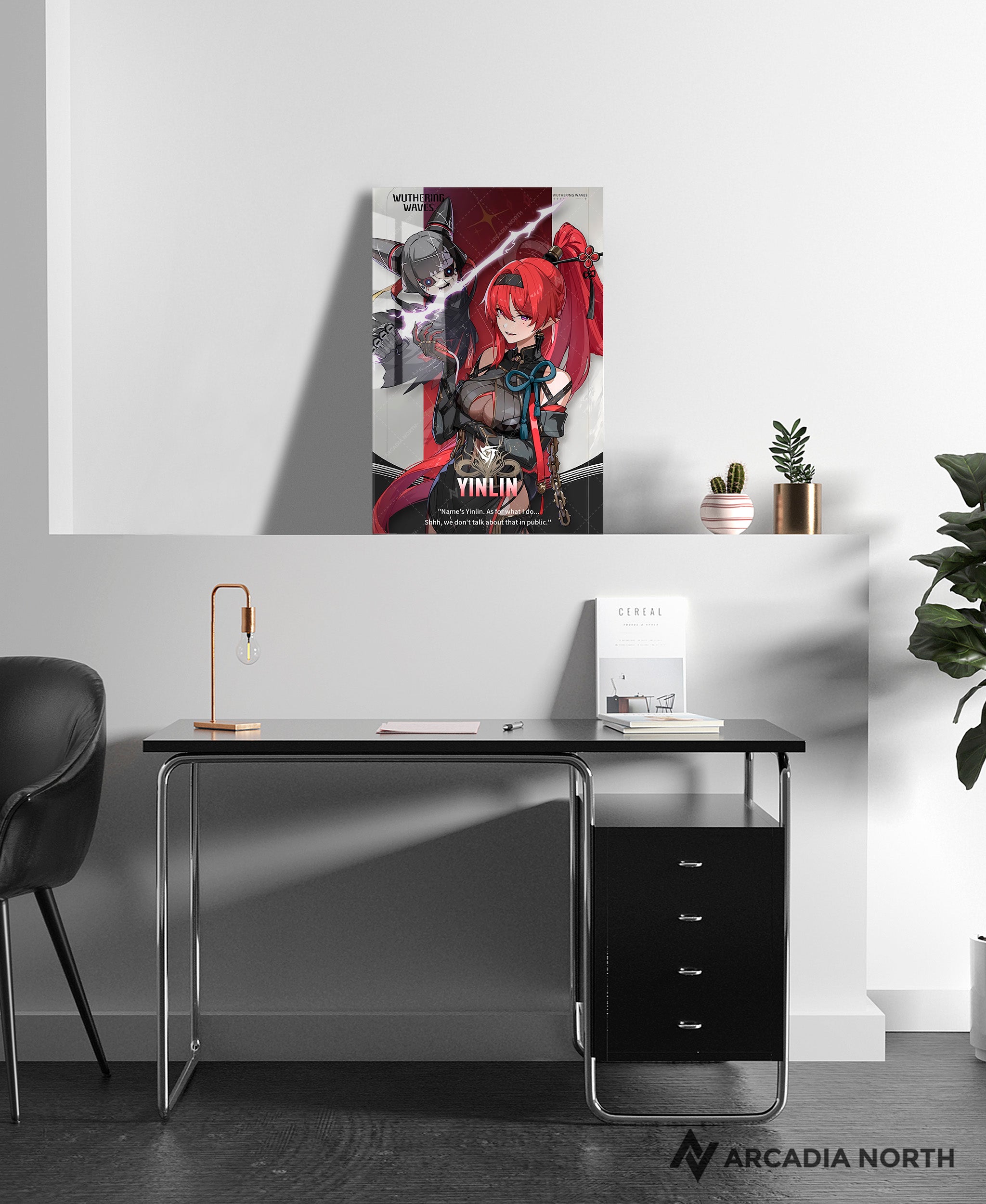 Wuthering Waves WuWa gaming acrylic poster by Arcadia North. Yinlin Character Card. Acrylic wall art printed on acrylic.