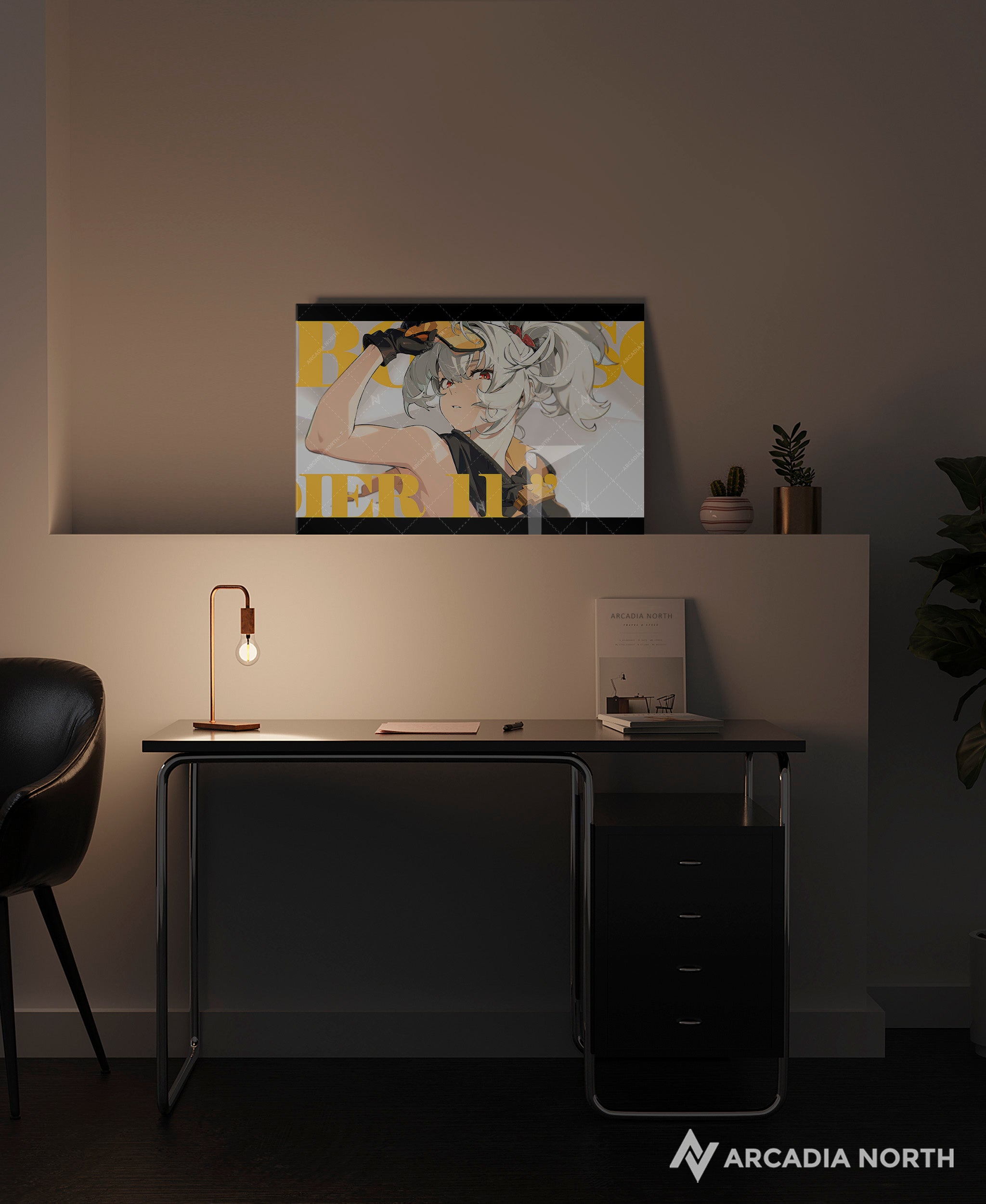 Hoyoverse Zenless Zone Zero ZZZ gaming acrylic poster by Arcadia North. Soldier 11 M6 Mindscape Cinema artwork. Acrylic wall art printed on acrylic.