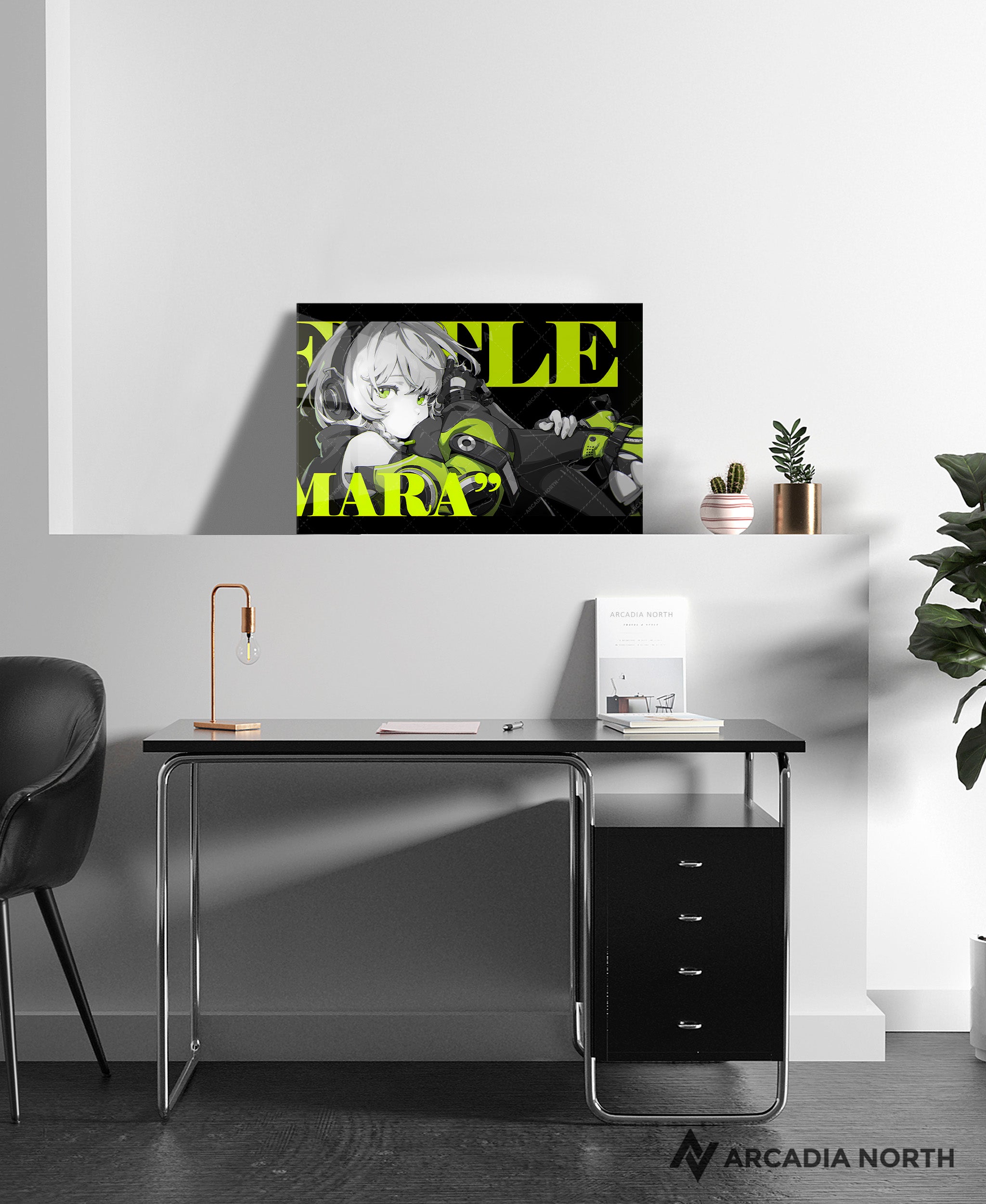 Hoyoverse Zenless Zone Zero ZZZ gaming acrylic poster by Arcadia North. Anby M3 Mindscape Cinema artwork. Acrylic wall art printed on acrylic.