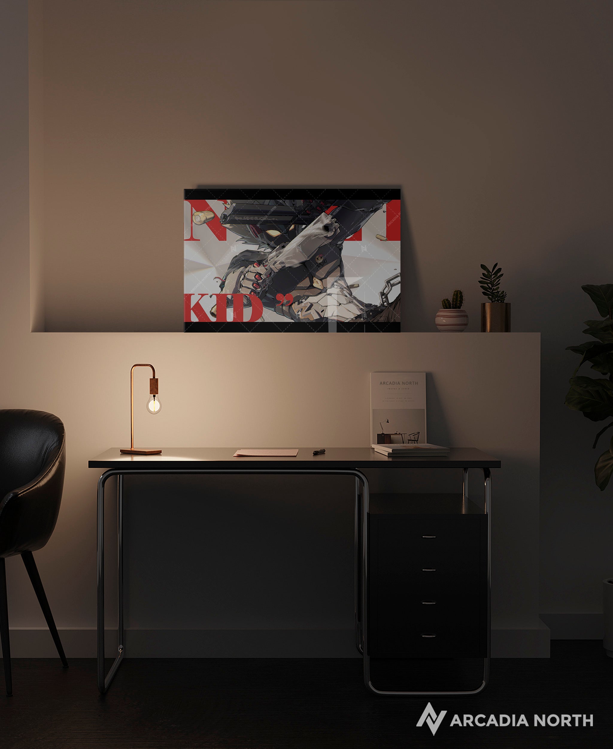 Hoyoverse Zenless Zone Zero ZZZ gaming acrylic poster by Arcadia North. Billy M6 Mindscape Cinema artwork. Acrylic wall art printed on acrylic.
