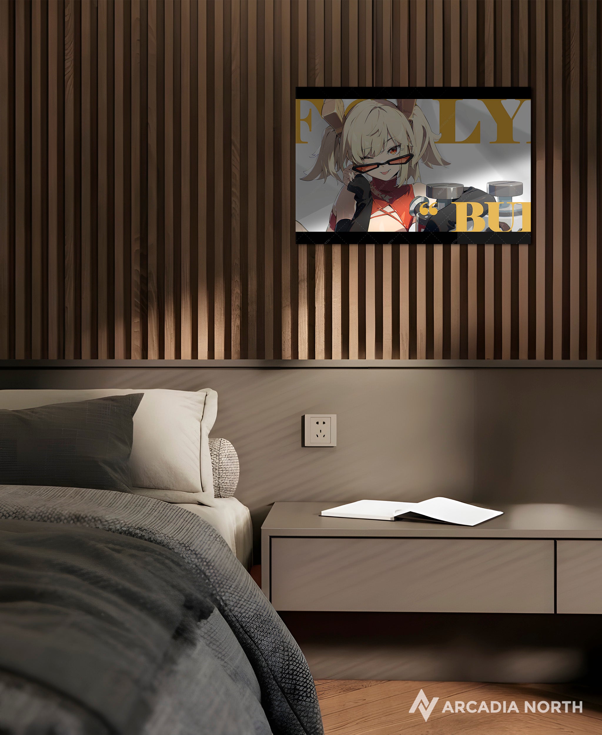 Hoyoverse Zenless Zone Zero ZZZ gaming acrylic poster by Arcadia North. Burnice M6 Mindscape Cinema artwork. Acrylic wall art printed on acrylic.