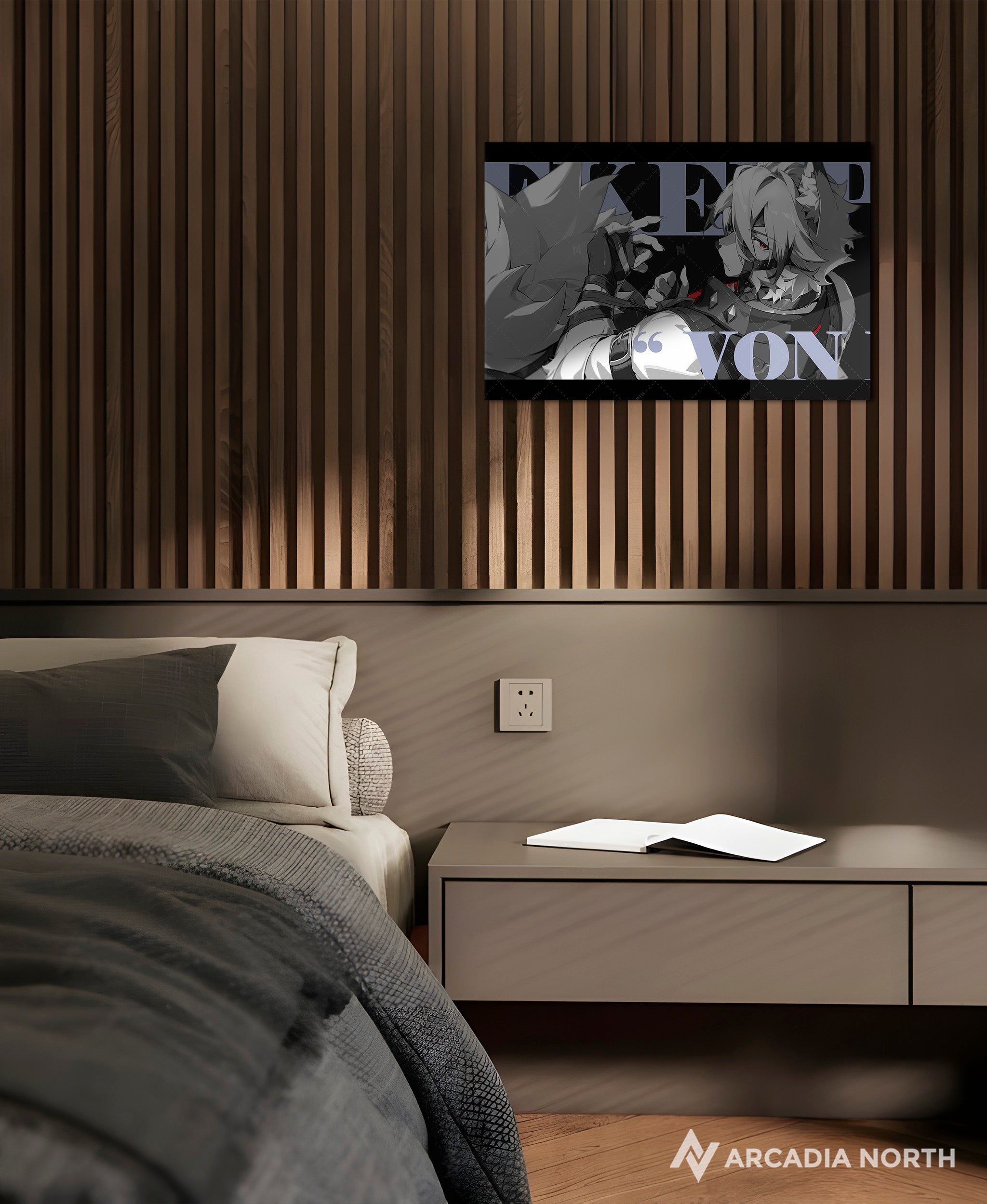 Hoyoverse Zenless Zone Zero ZZZ gaming acrylic poster by Arcadia North. Lycaon M3 Mindscape Cinema artwork. Acrylic wall art printed on acrylic.