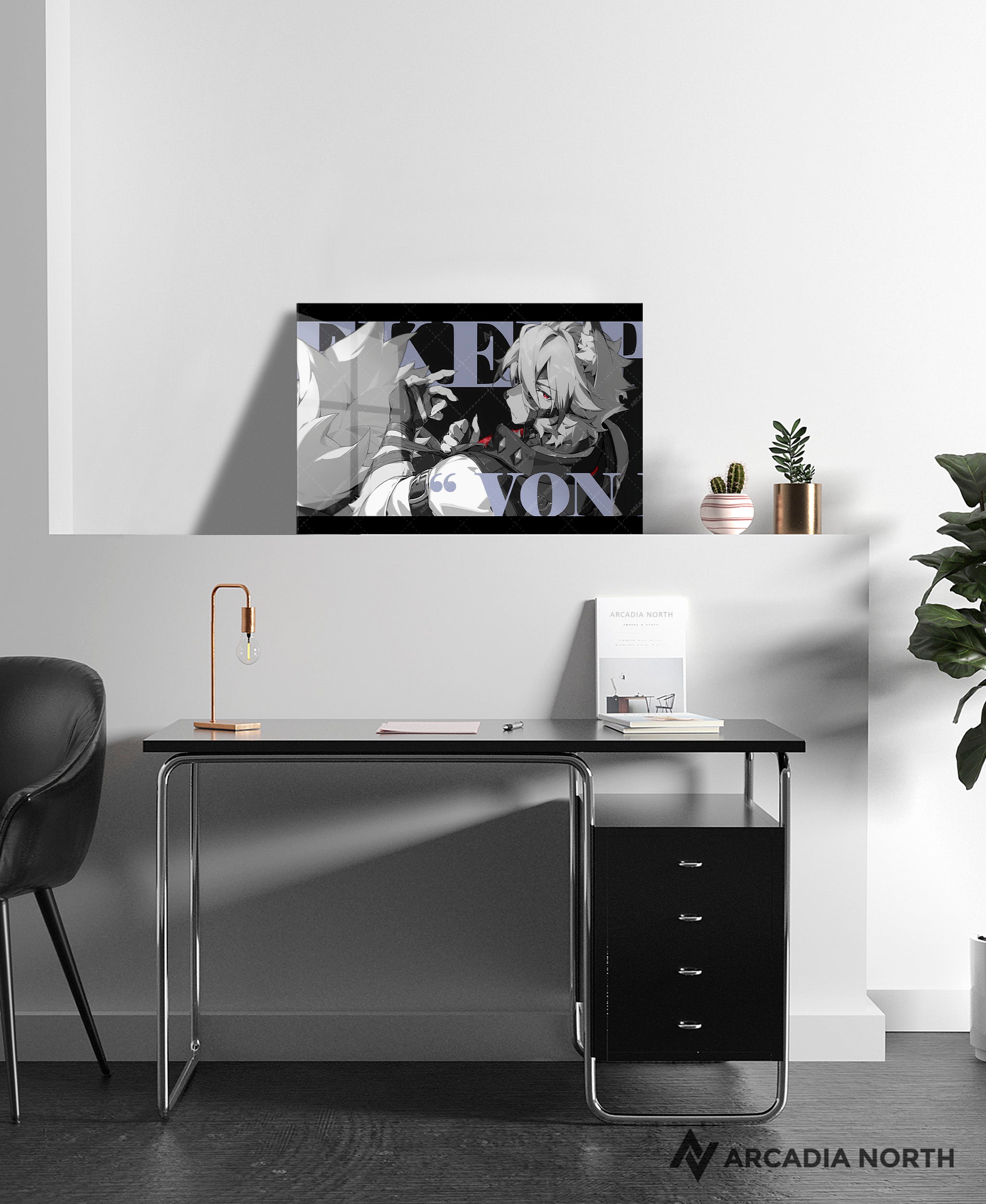 Hoyoverse Zenless Zone Zero ZZZ gaming acrylic poster by Arcadia North. Lycaon M3 Mindscape Cinema artwork. Acrylic wall art printed on acrylic.