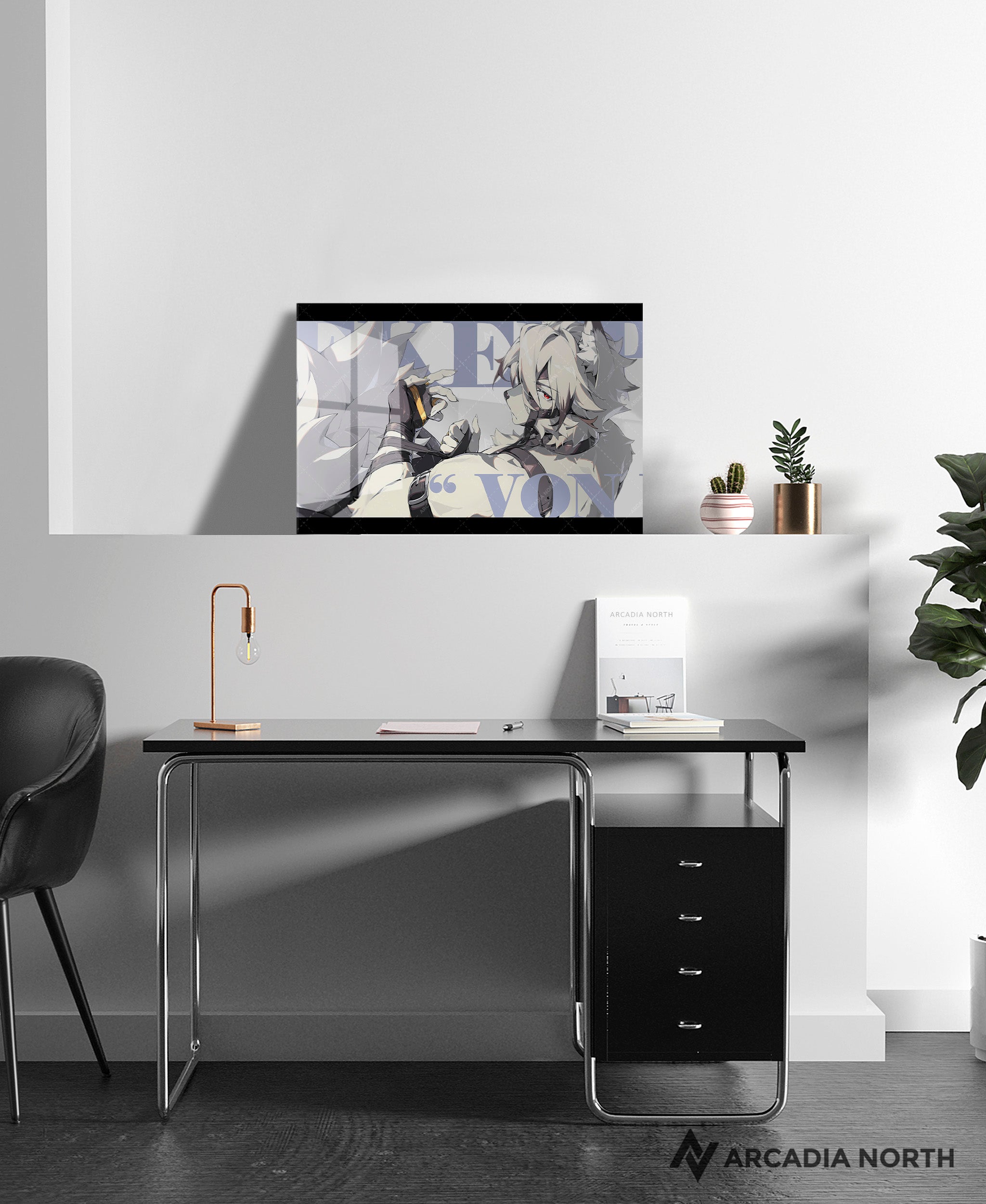 Hoyoverse Zenless Zone Zero ZZZ gaming acrylic poster by Arcadia North. Lycaon M6 Mindscape Cinema artwork. Acrylic wall art printed on acrylic.