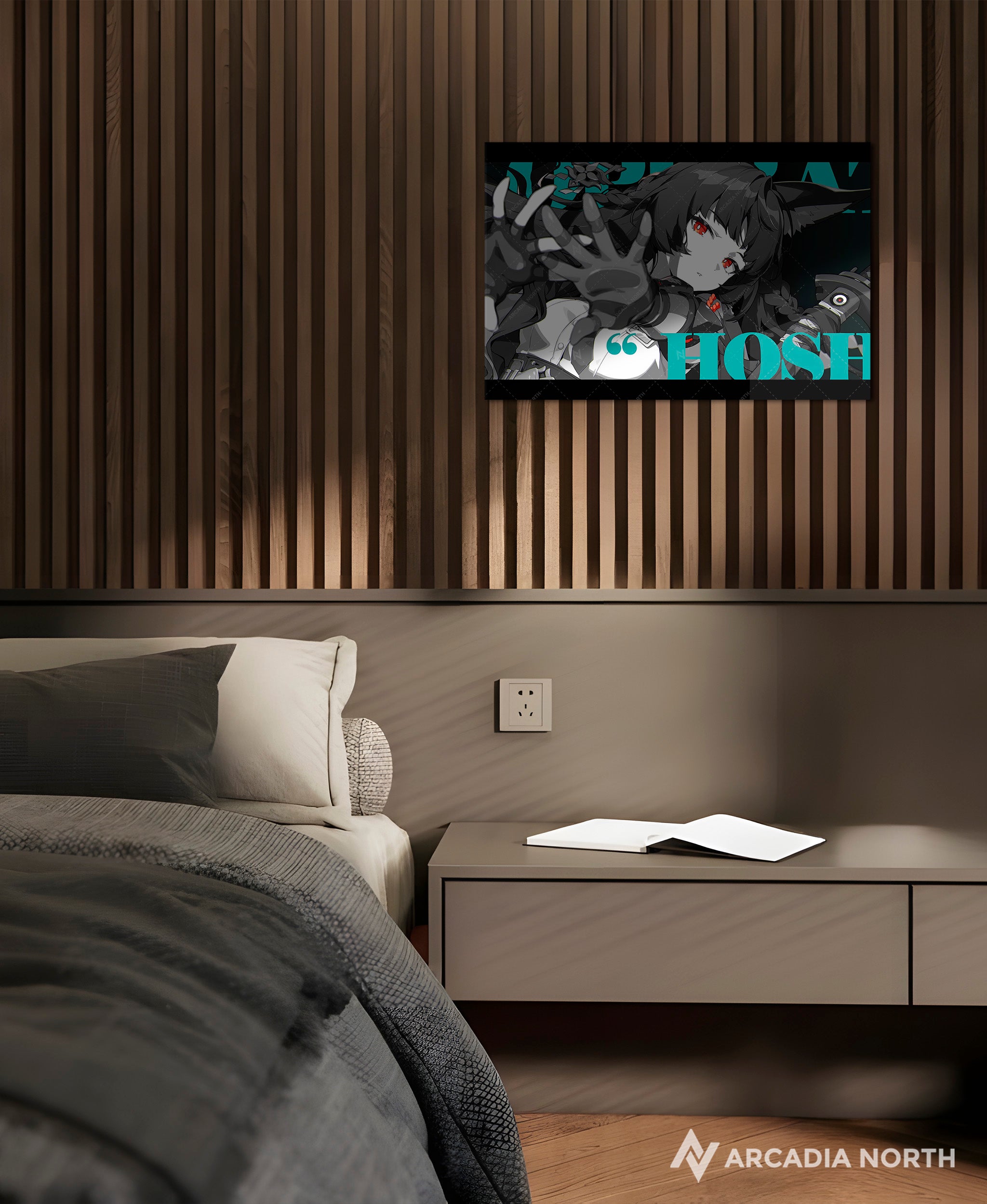Hoyoverse Zenless Zone Zero ZZZ gaming acrylic poster by Arcadia North. Miyabi M3 Mindscape Cinema artwork. Acrylic wall art printed on acrylic.