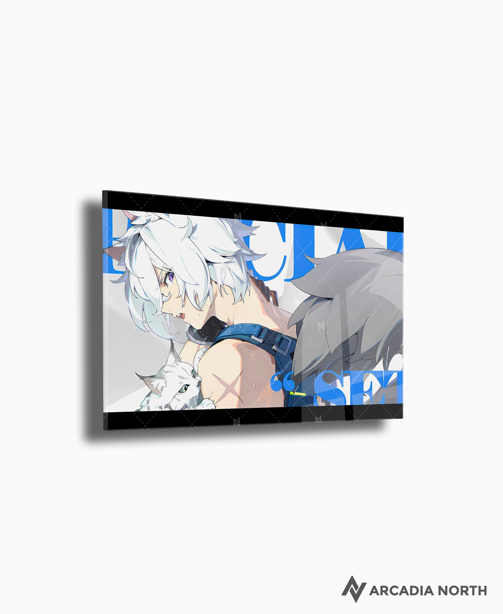 Hoyoverse Zenless Zone Zero ZZZ gaming acrylic poster by Arcadia North. Seth M6 Mindscape Cinema artwork. Acrylic wall art printed on acrylic.
