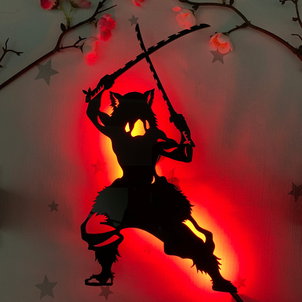 Red Inosuke Demon Slayer | Inosuke Hashibira v2 - Anime Silhouette Light