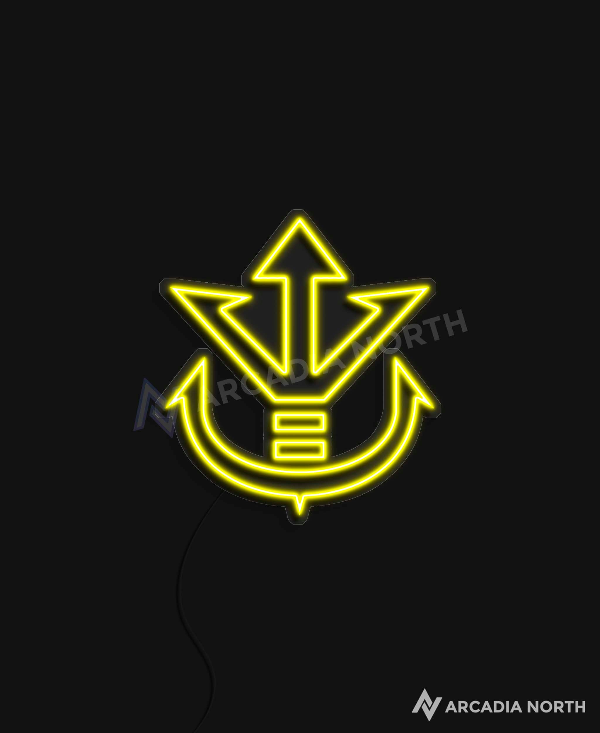 Dragon Ball Z Vegeta Saiyan Prince Royal Crest symbol anime neon sign by Arcadia North