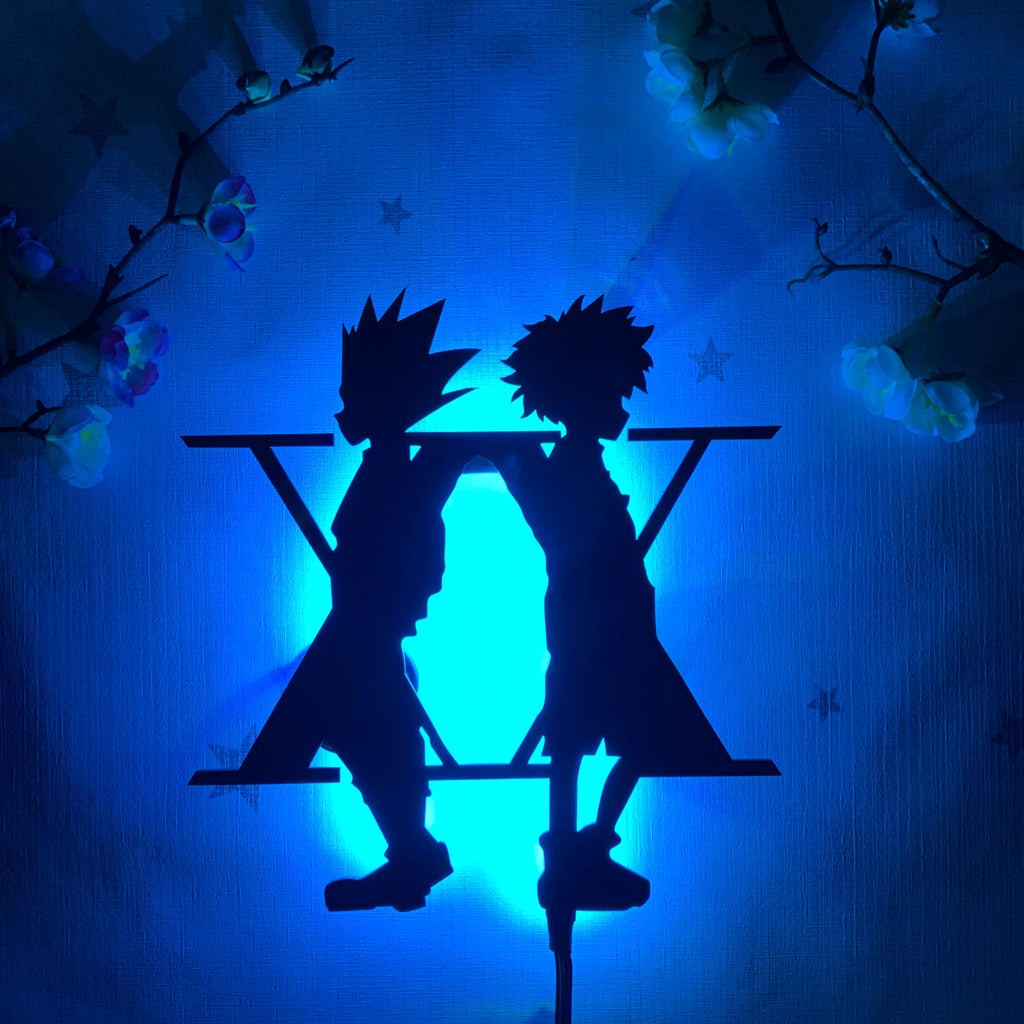 Hunter x Hunter Gon Freecss and Killua Zoldyck anime silhouette light