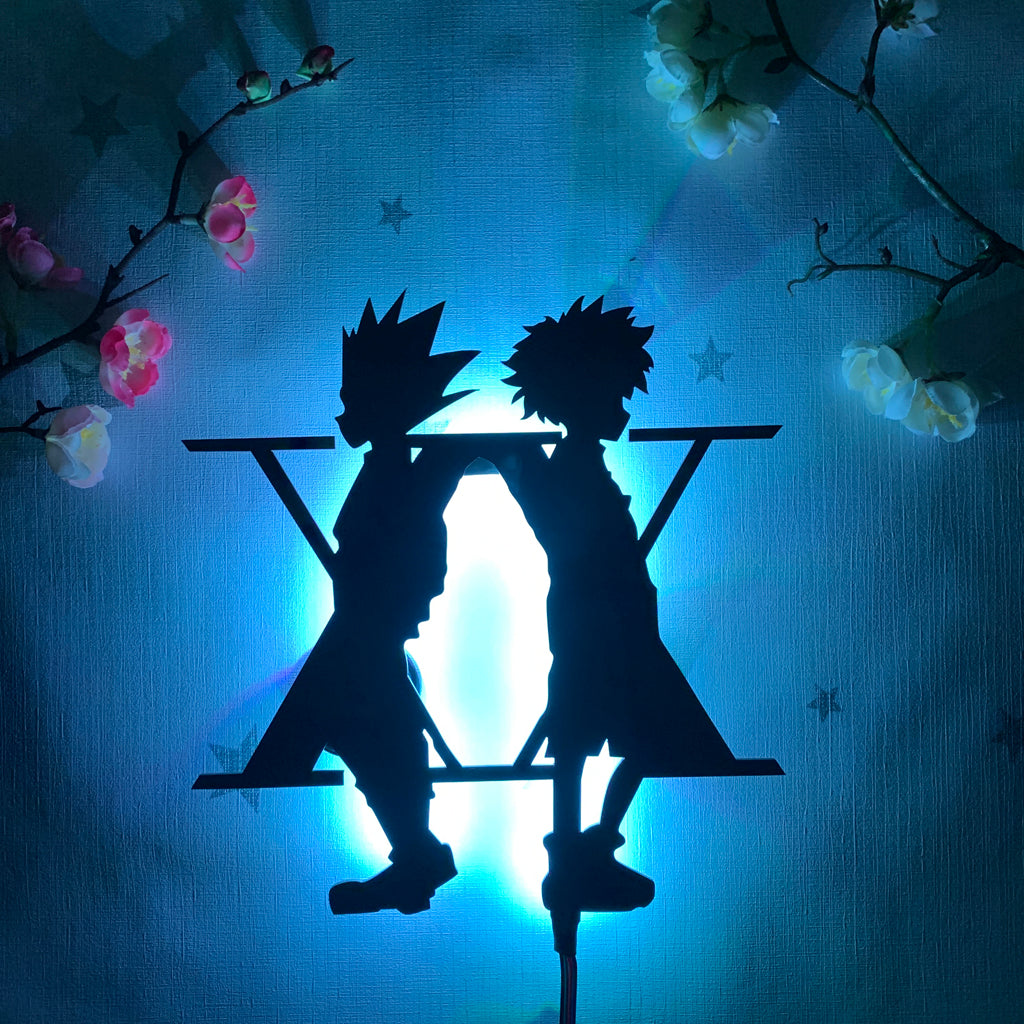 Hunter x Hunter Gon Freecss and Killua Zoldyck anime silhouette light