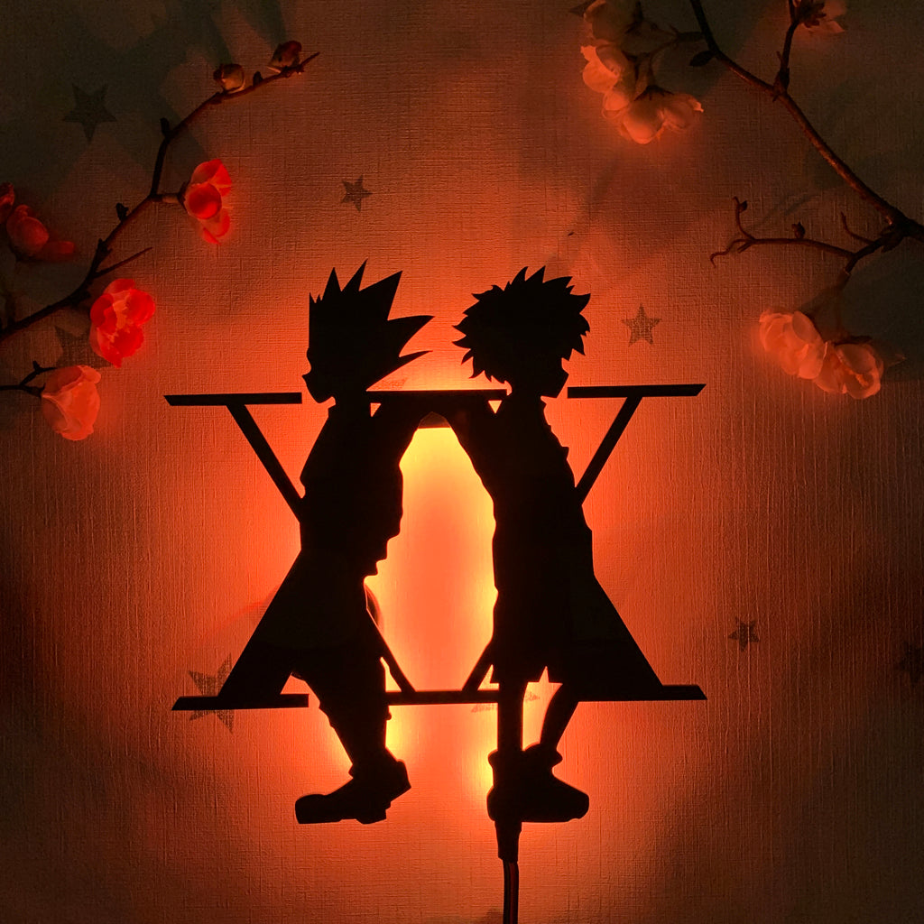 Hunter x Hunter Gon Freecss and Killua Zoldyck anime silhouette light
