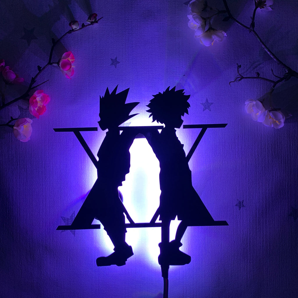 Hunter x Hunter Gon Freecss and Killua Zoldyck anime silhouette light