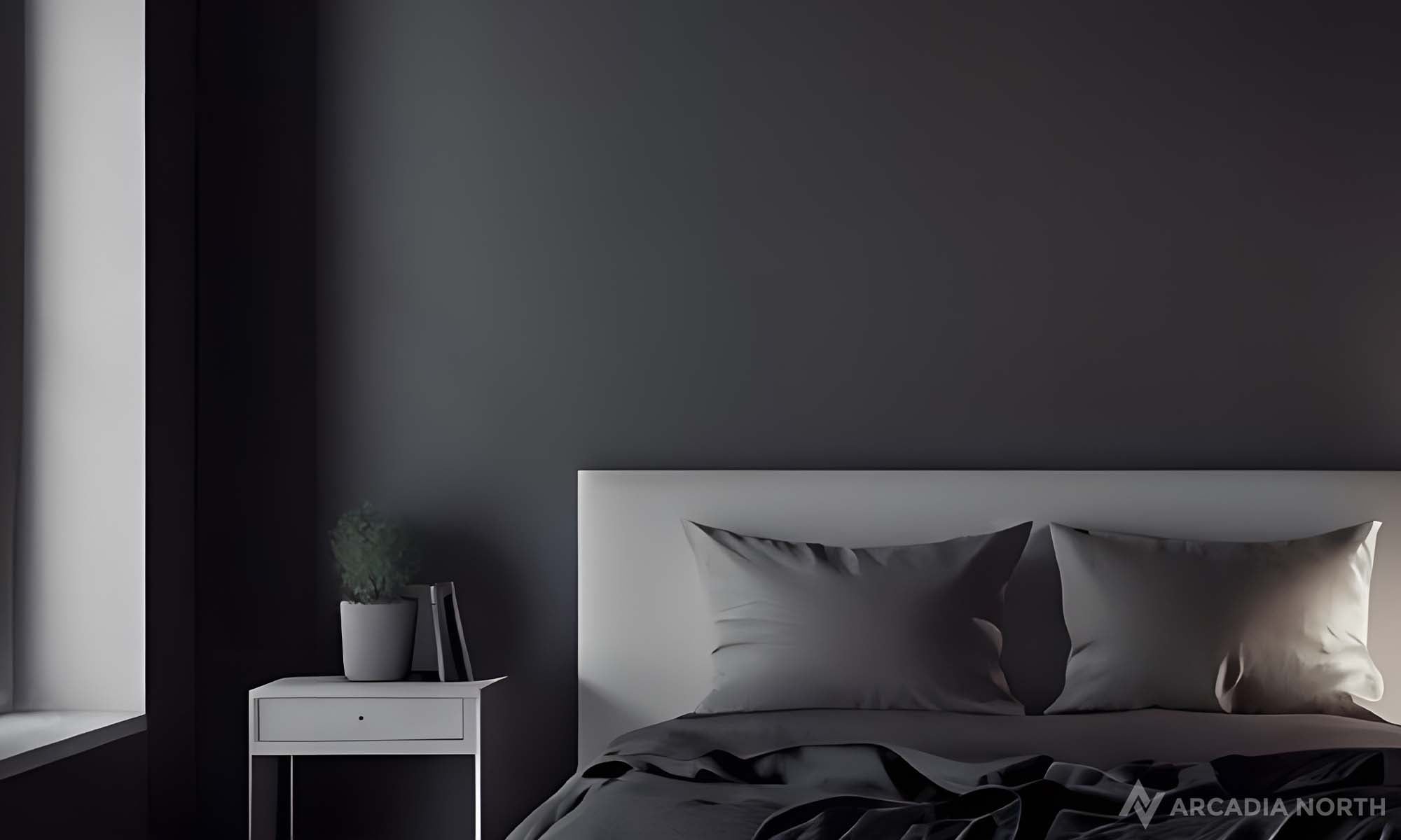 Modern bedroom with an empty wall