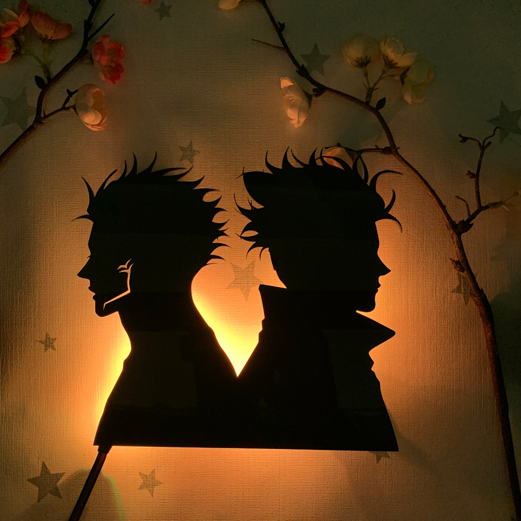 Jujutsu Kaisen Sukuna and Satoru Gojo anime silhouette light