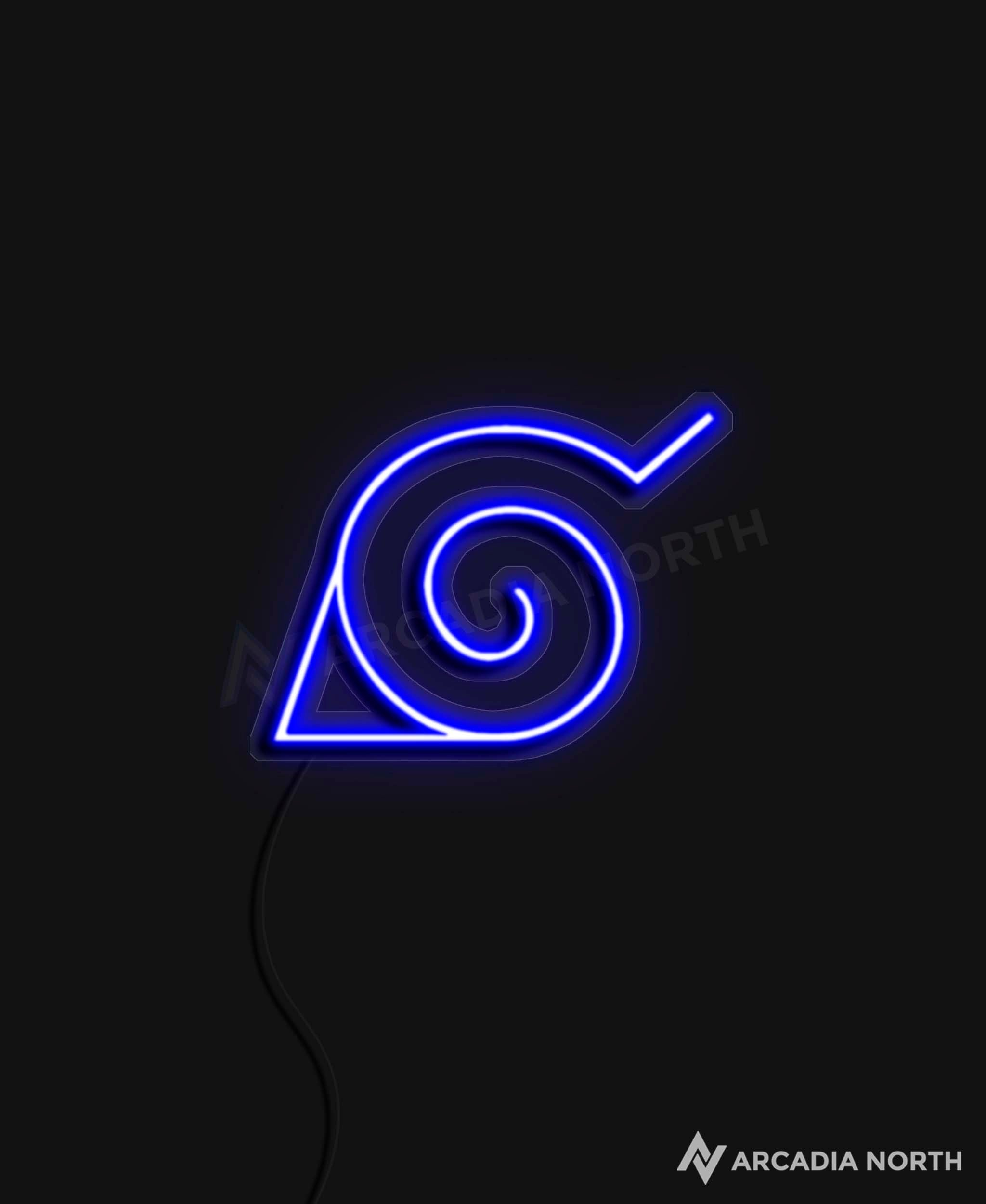 Naruto Konohagakure Hidden Leaf Village symbol anime neon sign by Arcadia North
