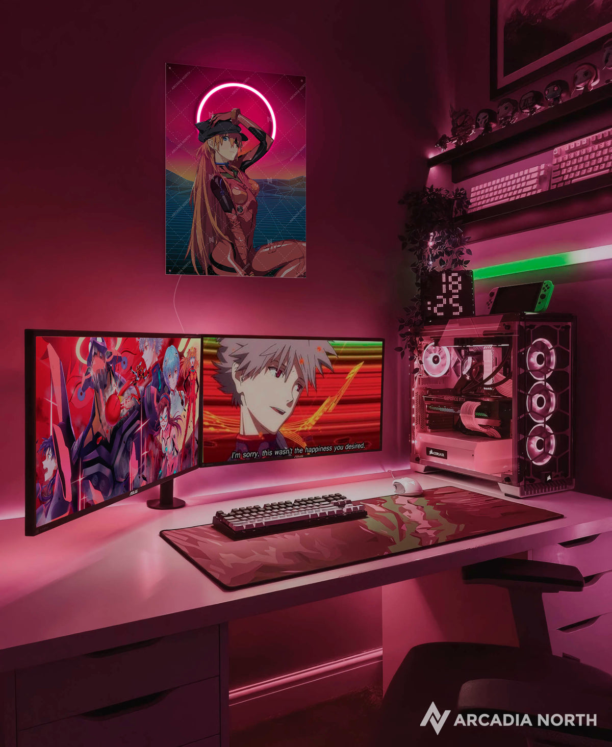 Neon Genesis Evangelion | Asuka Langley Synthwave - AURALIGHT™ LED Poster