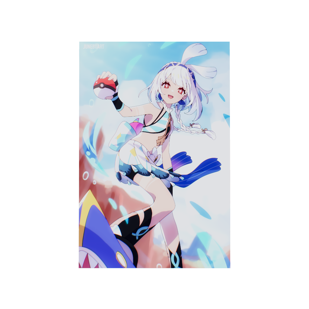 Genshin Impact Mualani acrylic poster 3D model by Arcadia North. Artist Junebu Art. Acrylic wall art printed on acrylic.