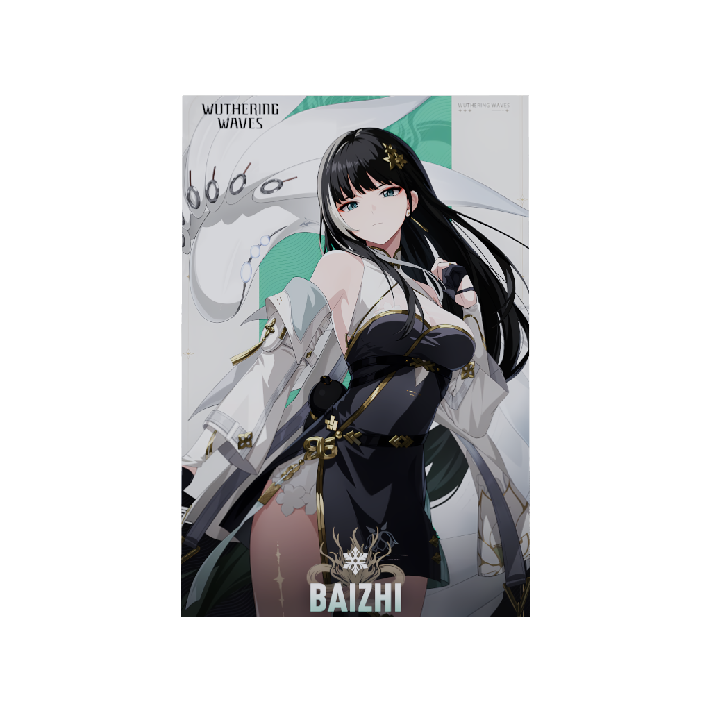Wuthering Waves WuWa gaming acrylic poster by Arcadia North. Baizhi Character Card. Acrylic wall art printed on acrylic.