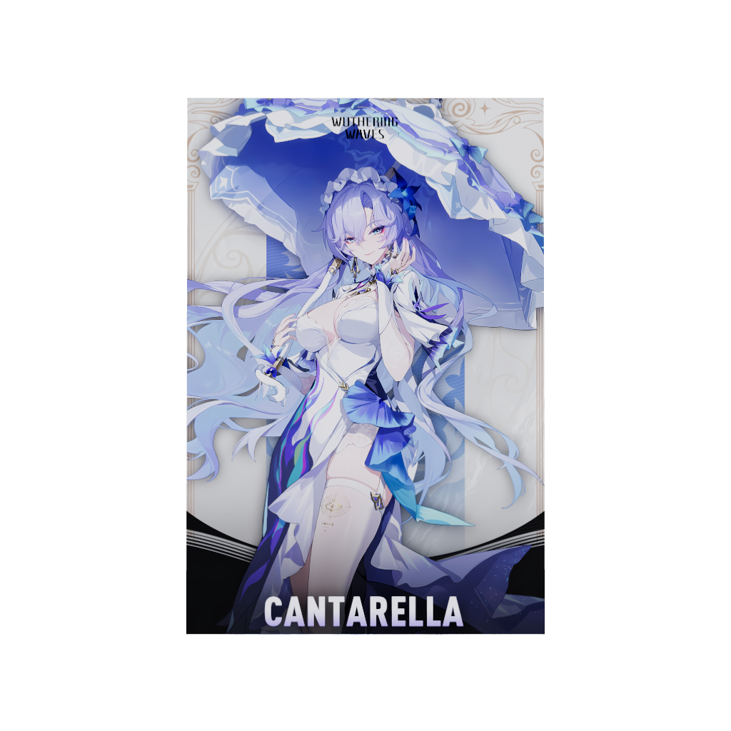 Wuthering Waves WuWa gaming acrylic poster by Arcadia North. Cantarella Character Card. Acrylic wall art printed on acrylic.