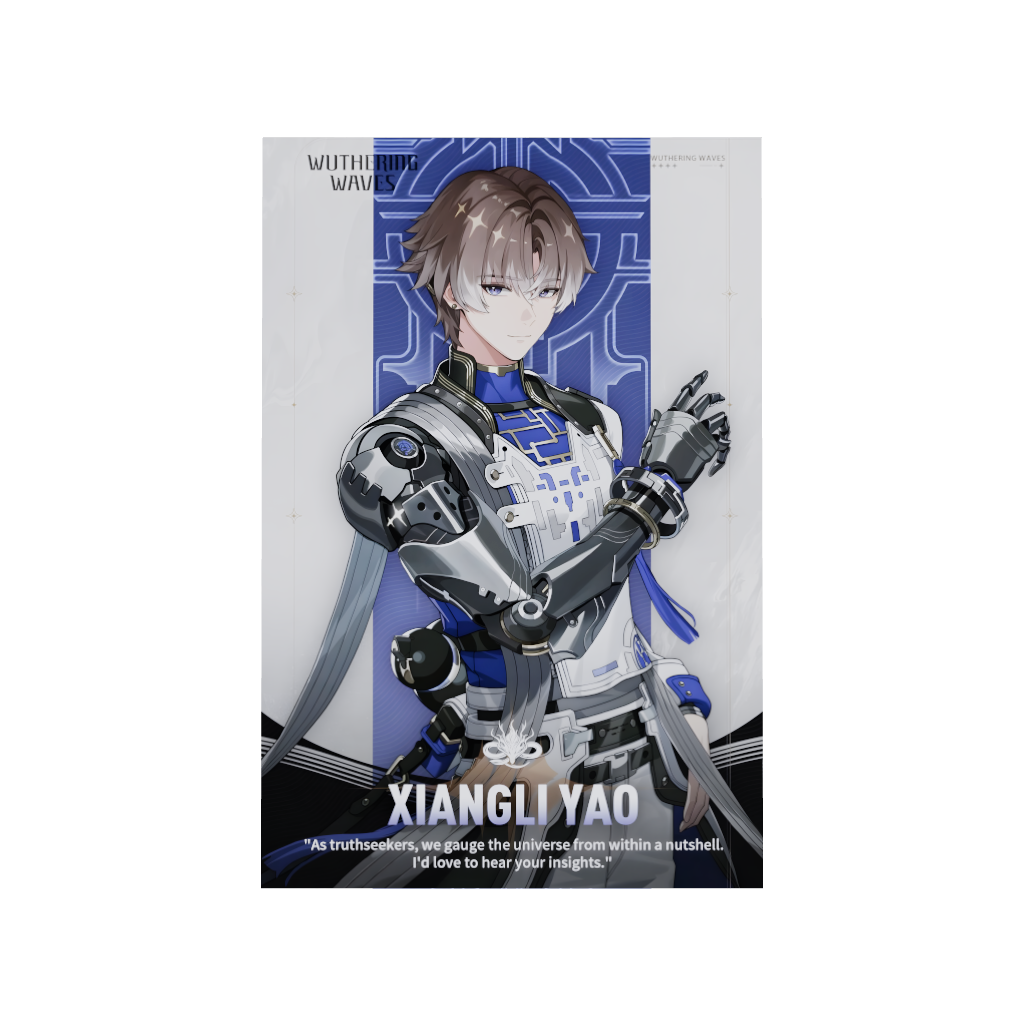Wuthering Waves WuWa gaming acrylic poster by Arcadia North. Xiangli Yao Character Card. Acrylic wall art printed on acrylic.