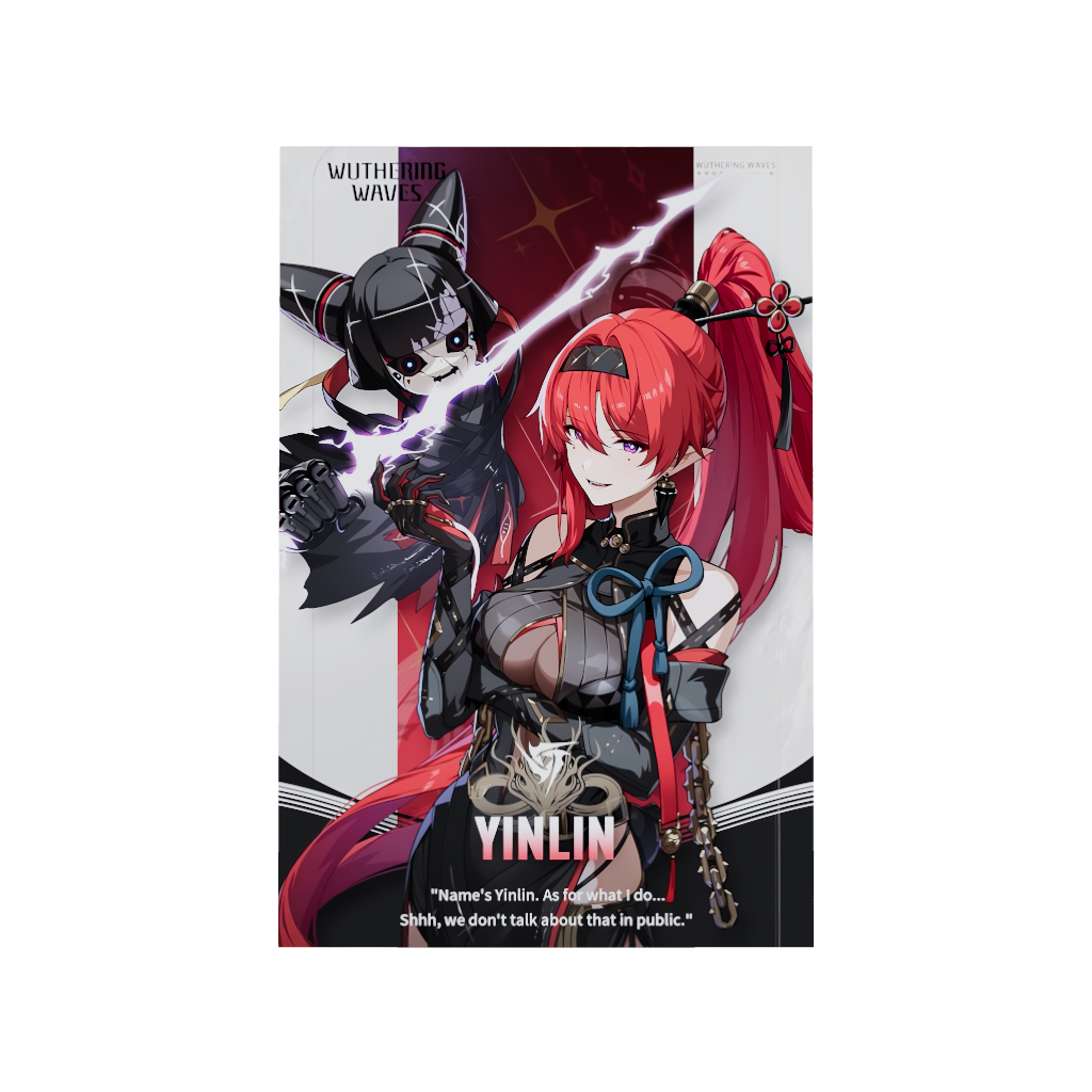 Wuthering Waves WuWa gaming acrylic poster by Arcadia North. Yinlin Character Card. Acrylic wall art printed on acrylic.